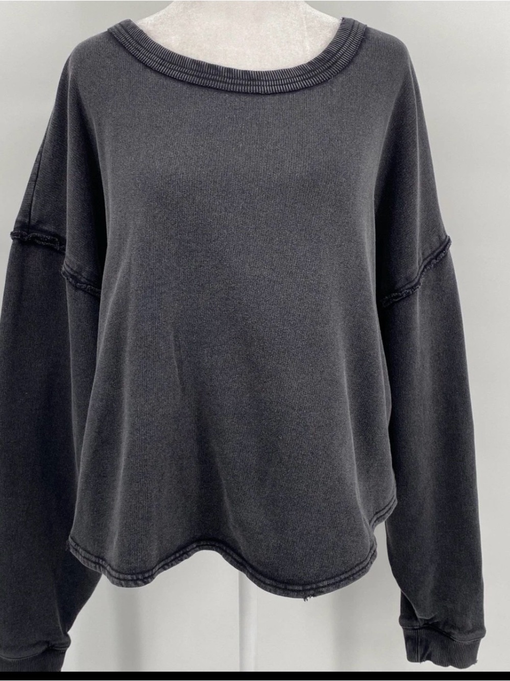 Free People Charcoal Gray Pullover Sweatshirt Sz XL